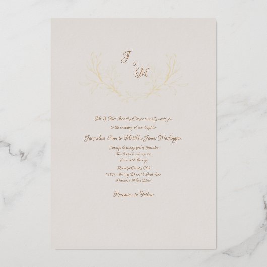 Eenvoudig elegante tapes en metalen goud folie uitnodiging (Voorkant)