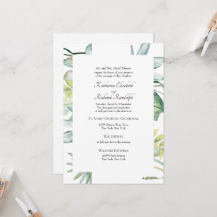 Eenvoudig Elegante Tropische Groene Huwelijk Kaart