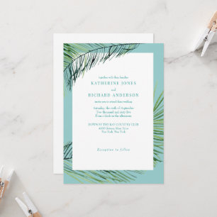 Eenvoudig Elegante Turquoise Tropische Palm Bruilo Kaart