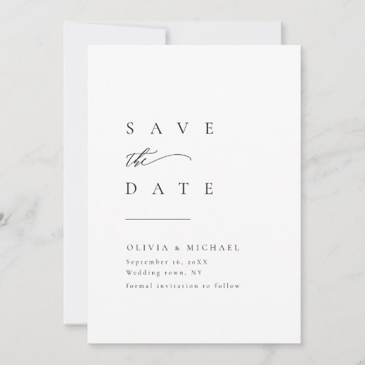 Eenvoudig elegante Typografie Modern sparen de Dat Save The Date (Voorkant)