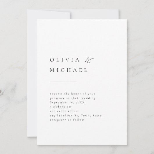 Eenvoudig Elegante Typografie Moderne Bruiloft Kaart (Voorkant)