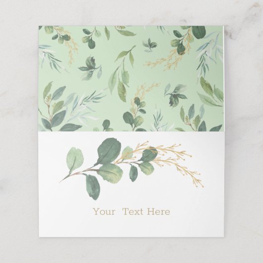 Eenvoudig + Elegante Waterverf Groen Goud Groen Plaatskaartje (Buitenkant ongevouwen)