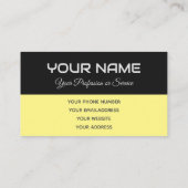 Eenvoudig elegante zwarte en gele reflectienaam visitekaartje (Achterkant)