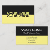 Eenvoudig elegante zwarte en gele reflectienaam visitekaartje (Voorkant / Achterkant)