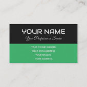 Eenvoudig elegante zwarte en groene reflectienaam visitekaartje (Achterkant)