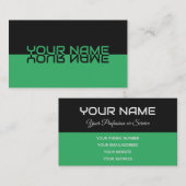 Eenvoudig elegante zwarte en groene reflectienaam visitekaartje (Voorkant / Achterkant)