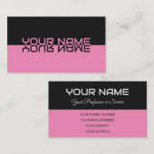 Eenvoudig elegante zwarte en roze reflectienaam visitekaartje (Voorkant / Achterkant)