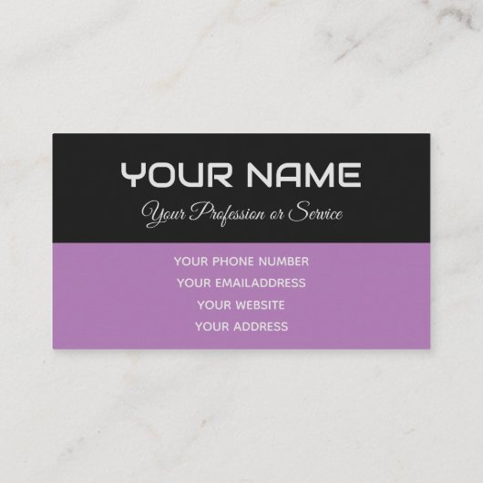 Eenvoudig elegante zwarte en violette reflectienaa visitekaartje (Achterkant)