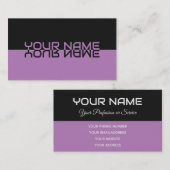 Eenvoudig elegante zwarte en violette reflectienaa visitekaartje (Voorkant / Achterkant)