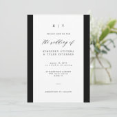 Eenvoudig elegante zwarte en witte monogram bruilo kaart (Staand voorkant)