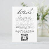 Eenvoudig elegante zwarte en witte tekst QR CODE RSVP Kaartje (Staand voorkant)