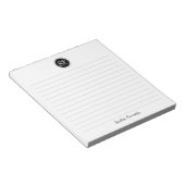 Eenvoudig elegante zwarte grijze monogram notitieblok (Schuin)