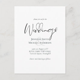 Eenvoudig elegantiemanuscript Moderne Budget Weddi Briefkaart