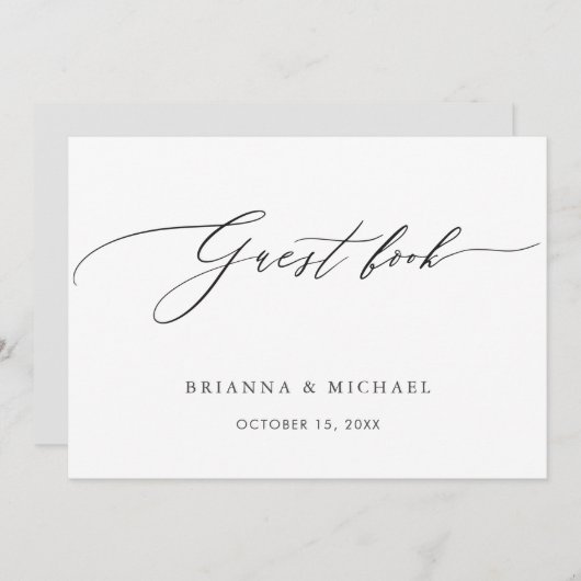 Eenvoudig Elege Schrift Gastboek Aankondiging (Voorkant / Achterkant)