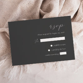 Eenvoudig Elegeant Antracietgrijs Huwelijk RSVP Kaartje