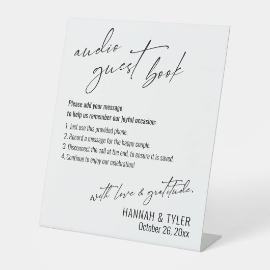 Eenvoudig Elegeant Bruiloftsontvangst Audio-gasten Reclamebord Met Voetstuk (Voorkant)