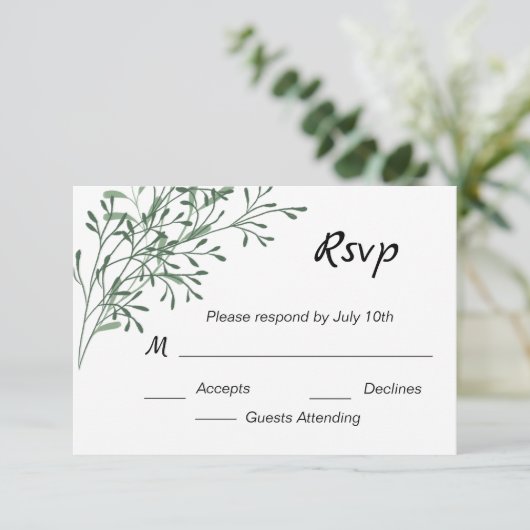 Eenvoudig Elegeant Groen RSVP Kaartje (Staand voorkant)