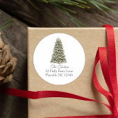 Eenvoudig Elegeant Kerstboom Retouradres Ronde Sticker