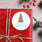 Eenvoudig Elegeant Kerstboom Retouradres Ronde Sticker