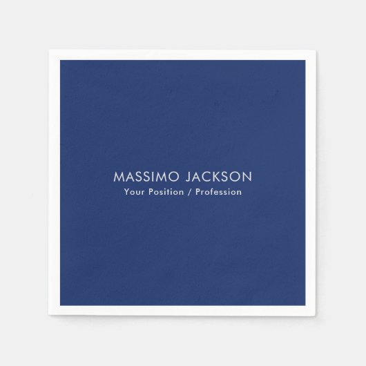 Eenvoudig Elegeant Modern Blauw Minimalistisch Servet (Voorkant)