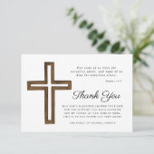 Eenvoudig Elegeant Religieus Kruis Uitvaart Bedankkaart (Staand voorkant)