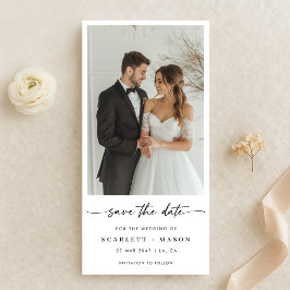 Eenvoudig Elegeant Schrift Foto Trouwbladwijzer Save The Date