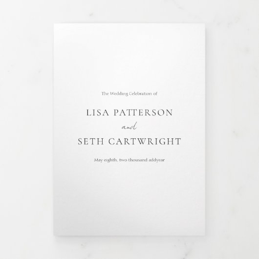 Eenvoudig Elegeant Schrift Minimalistisch Klassiek Drieluik Uitnodiging (Cover)