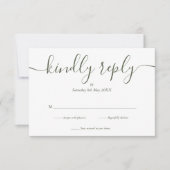 Eenvoudig Elegeant Schrift Olijfgroen RSVP Kaartje (Voorkant)