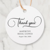 Eenvoudig Elegeant Script Bruidsbruiloft Dank Je Bedankjes Labels (Voorkant)