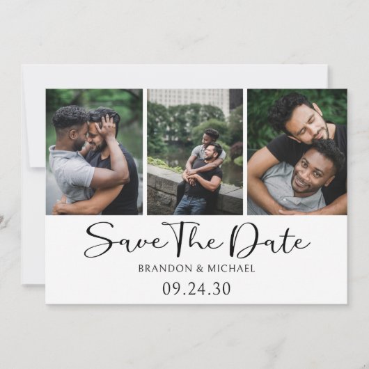 Eenvoudig Elegeant Script Foto LGBTQ Save The Date (Voorkant)