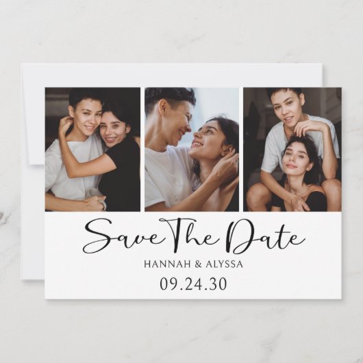 Eenvoudig Elegeant Script Foto LGBTQ Save The Date (Voorkant)