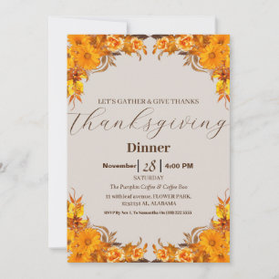 Eenvoudig Elegeant Thanksgiving Dinner Herfst  Kaart