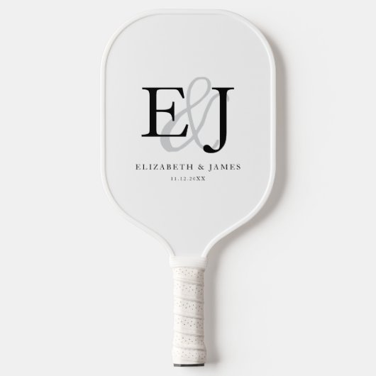 Eenvoudig Elegeant Trouwerij Monogram Huwelijk Pickleball Paddle (Voorkant)