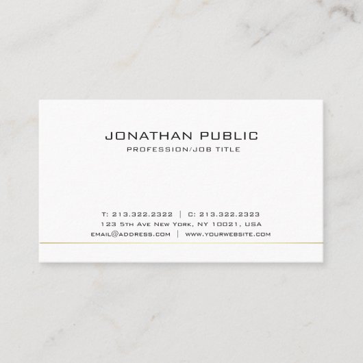 Eenvoudig Elegeant Wit Modern Professioneel Visitekaartje (Voorkant)