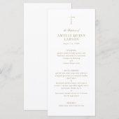 Eenvoudig Elegeante Gouden Kruis Doop Menu (Voorkant / Achterkant)