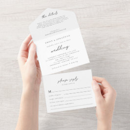 Eenvoudig Elke kleur Fotoscript Trifold Bruiloft All In One Uitnodiging