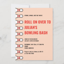 Eenvoudig Elke Leeftijd Peach Fuzz Bowling Verjaar Kaart