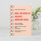 Eenvoudig Elke Leeftijd Peach Fuzz Bowling Verjaar Kaart (Staand voorkant)