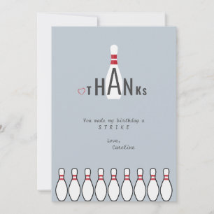 Eenvoudig Elke Leeftijd Stoffig Blauw Bowling Verj Bedankkaart