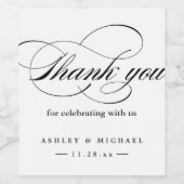 Eenvoudig Ellegant Bedankt Script Zwart Wit Wijn Etiket (Enkel label)