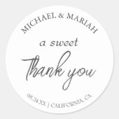 Eenvoudig Ellegant Dank Je Trouwcadeau Ronde Sticker (Voorkant)