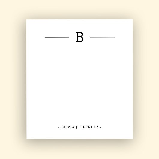 Eenvoudig Ellegant Monogram Zwart Wit Notitieboek Notitieblok