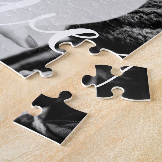 Eenvoudig Ellegant Script Koppel Foto Legpuzzel (Zijkant)