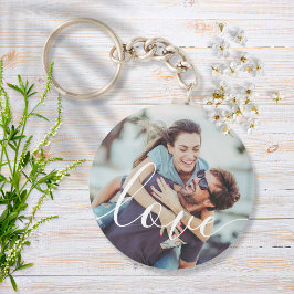 Eenvoudig Ellegant Script Koppel Foto Sleutelhanger