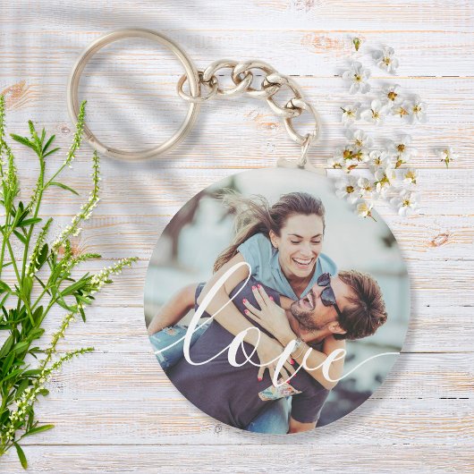 Eenvoudig Ellegant Script Koppel Foto Sleutelhanger