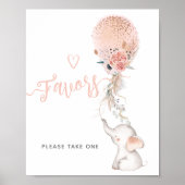 Eenvoudig ellephant- en ballonvaardig Baby shower Poster (Voorkant)
