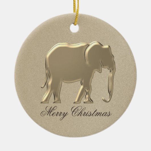 Eenvoudig ellephant Gold voor prettige kerstfeestd Keramisch Ornament (Voorkant)