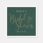Eenvoudig Emerald Green en Gold Script-Vrijgezelle Servet (Voorkant)