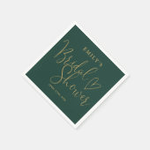 Eenvoudig Emerald Green en Gold Script-Vrijgezelle Servet (Hoek)