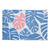 Eenvoudig en Abstract Mostera Roze en Blauw Patroo Kussensloop (Achterkant)